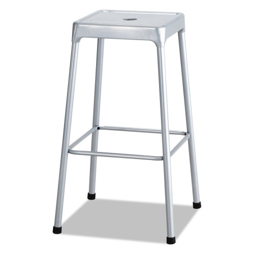 Safco Bar-Height Steel Stool, Backless, Supports Up To 250 Lb, 29" Seat Height, Silver