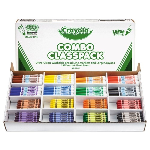 Crayola Ultra-Clean Washable Marker Classpack, Broad Bullet Tip, 8 Assorted Colors, 192/Pack