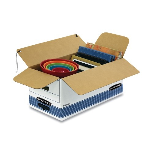 Bankers Box Stor/File Medium-Duty Strength Storage Boxes, Letter Files, 12.25" X 24.13" X 10.75", White/Blue, 12/Carton