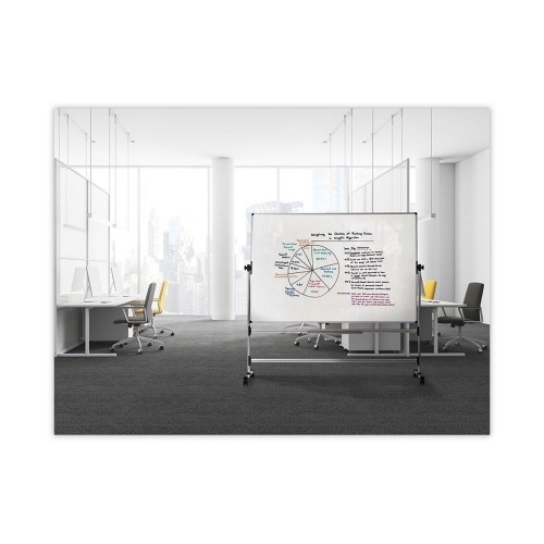 Mastervision Earth Silver Easy Clean Revolver Dry Erase Board,48X70, White, Steel Frame