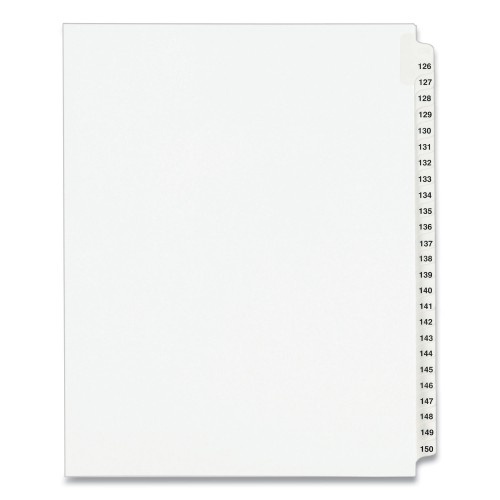 Preprinted Legal Exhibit Side Tab Index Dividers, Avery Style, 25-Tab, 126 To 150, 11 X 8.5, White, 1 Set,