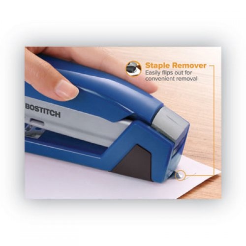 Bostitch Injoy Spring-Powered Compact Stapler, 20-Sheet Capacity, Blue