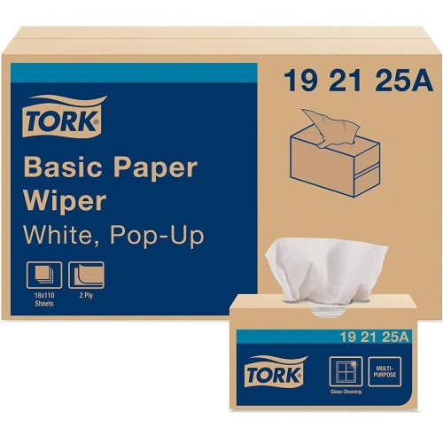 Tork Multipurpose Paper Wiper, 2-Ply, 9 X 10.25, White, 110/Box, 18 Boxes/Carton