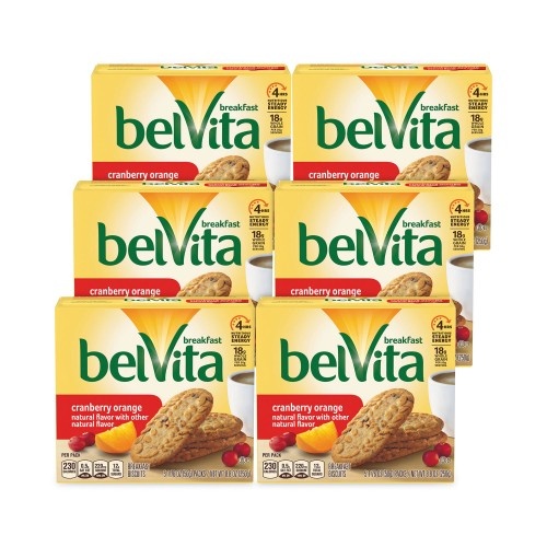 Belvita Cranberry Orange Crunchy Breakfast Biscuits, 1.76 Oz Packet Of 6, 5 Packs/Box, 6 Boxes/Carton, Ships In 1-3 Business Days