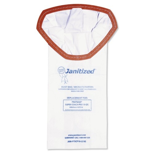 Janitized Vacuum Filter Bags Designed To Fit Proteam Super Coach Pro 10, 100/Carton