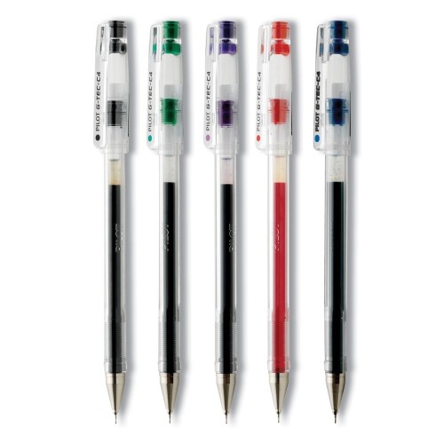 Pilot G-Tec-C Ultra Gel Pen, Stick, Extra-Fine 0.4 Mm, Assorted Ink Colors, Clear Barrel, 5/Pack
