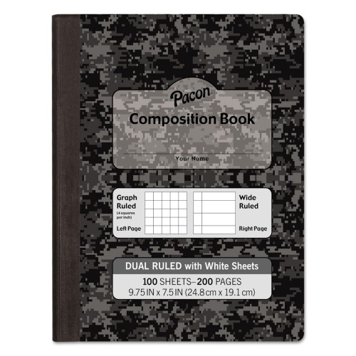 Pacon Composition Book, Wide/Legal Rule, Black Cover, 9.75 X 7.5, 100 Sheets