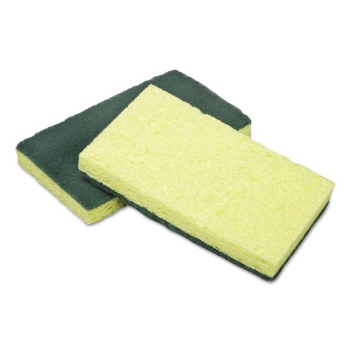 Abilityone 792001 Skilcraft, Cellulose Scrubber Sponge, 2.75", Yellow/Green, 3/Pack