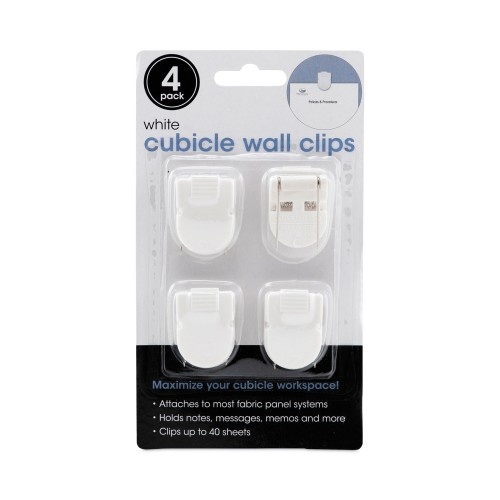 Advantus Wall Clips For Fabric Panels, 40 Sheet Capacity, White, 4/Pack