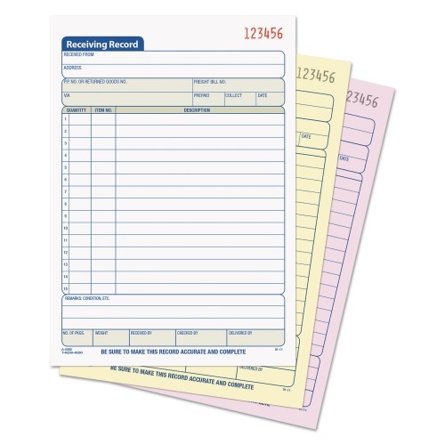 Tops Receiving Record Book, Three-Part Carbonless, 5.56 X 7.94, 50 Forms Total