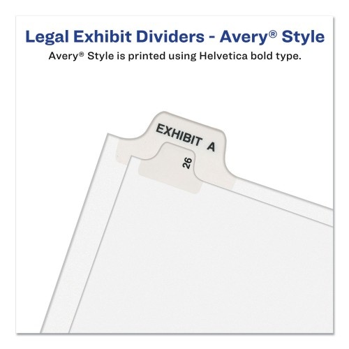 Preprinted Legal Exhibit Bottom Tab Index Dividers, Avery Style, 26-Tab, Exhibit 1 To Exhibit 25, 11 X 8.5, White, 1 Set