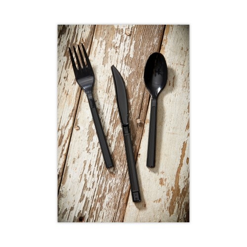 Pactiv Meadoware Cutlery, Soup Spoon, Medium Heavy Weight, Black, 1,000/Carton