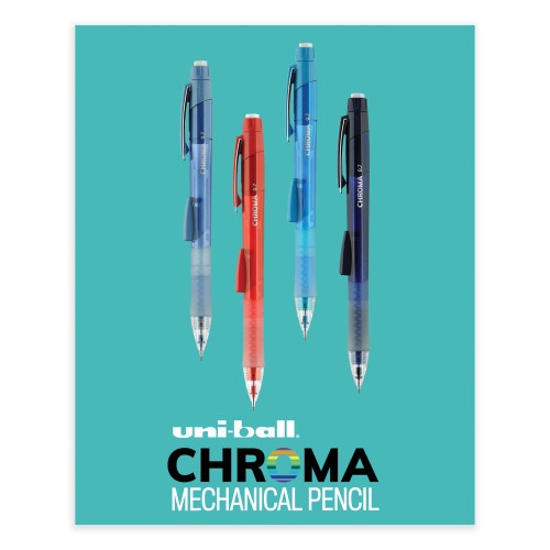 Uni-Ball Chroma Mechanical Pencil, 0.7 Mm, Hb (#2), Black Lead, Red Barrel, Dozen