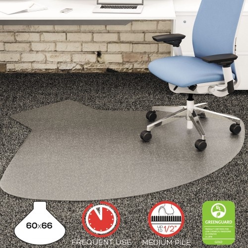 Deflecto Supermat Frequent Use Chair Mat, Medium Pile Carpet, 60 X 66, Workstation, Clear