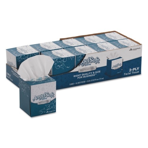 Angel Soft Ps Ultra Facial Tissue, 2-Ply, White, 96 Sheets/Box, 10 Boxes/Carton