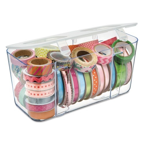 Deflecto Stackable Caddy Organizer Containers, Medium, Clear