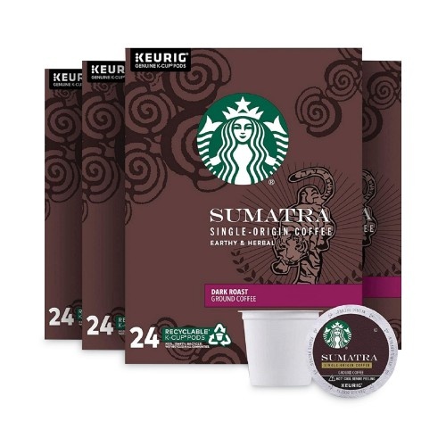 Starbucks Sumatra Coffee K-Cups, Sumatran, K-Cup, 96/Box