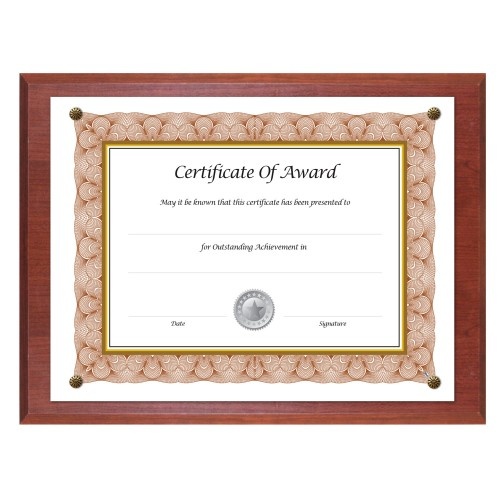 Nudell Award-A-Plaque Document Holder, Acrylic/Plastic, 10.5 X 13, Mahogany