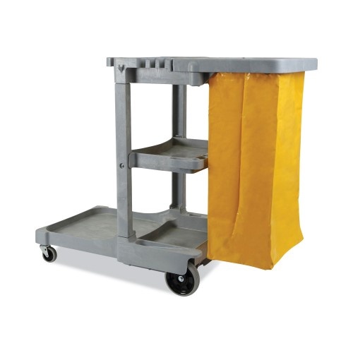 Boardwalk Janitor's Cart, Three-Shelf, 22W X 44D X 38H, Gray