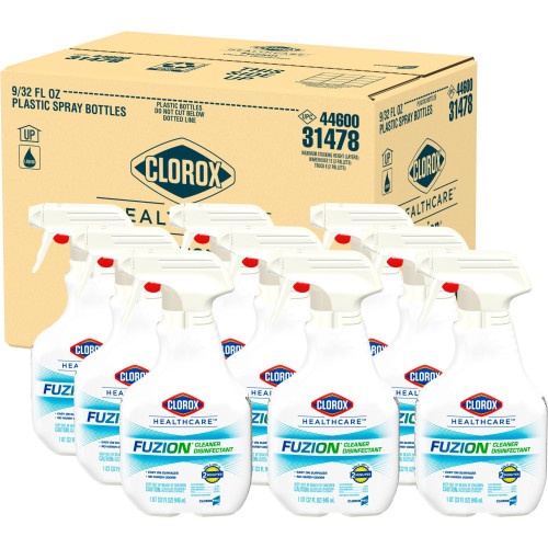 Clorox Healthcare Fuzion Cleaner Disinfectant, Unscented, 32 Oz Spray Bottle, 9/Carton