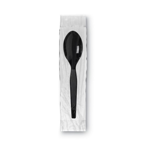 Dixie Grabn Go Wrapped Cutlery, Teaspoons, Black, 90/Box, 6 Box/Carton