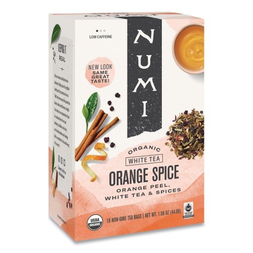 Numi Organic Teas And Teasans, 1.58 Oz, White Orange Spice, 16/Box