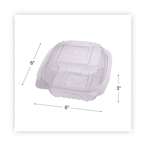 Eco-Products Renewable And Compostable Clear Clamshells, 6 X 6 X 3, 80/Pack, 3 Packs/Carton