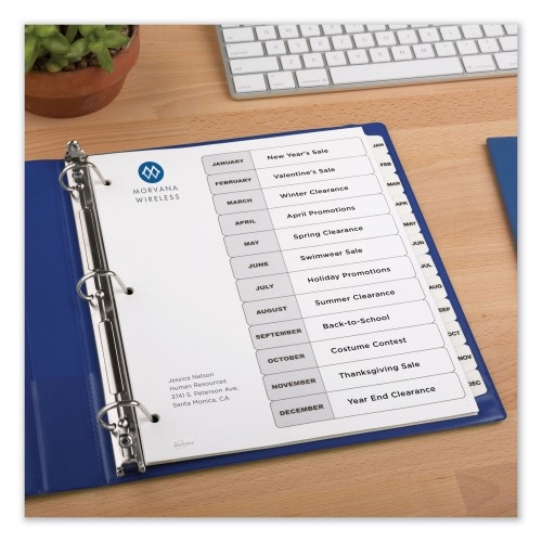 Avery Customizable Toc Ready Index Black And White Dividers, 12-Tab, Jan. To Dec., 11 X 8.5, 1 Set