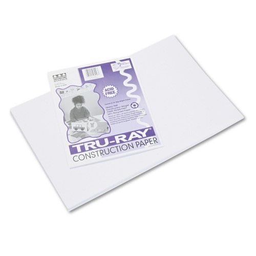 Pacon Tru-Ray Construction Paper, 76 Lb Text Weight, 12 X 18, White, 50/Pack