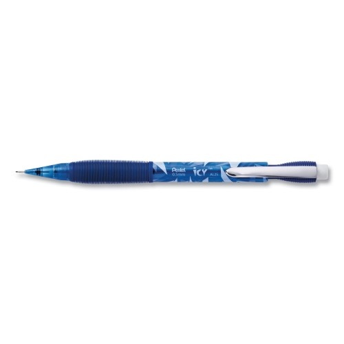 Pentel Icy Mechanical Pencil, 0.5 Mm, Hb (#2.5), Black Lead, Transparent Blue Barrel, Dozen