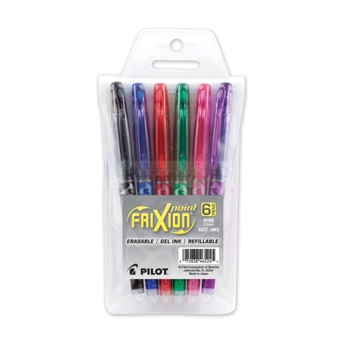 Pilot Frixion Ball Erasable Gel Pen, Stick, Extra-Fine 0.5 Mm, Assorted Ink And Barrel Colors, 6/Pack
