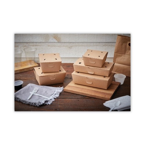 Pactiv Earthchoice Onebox Paper Box, 37 Oz, 4.5 X 4.5 X 2.5, Kraft, 312/Carton
