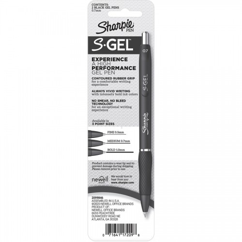 Sharpie S-Gel Pens - 0.38 mm Pen Point Size - Black Gel-based Ink