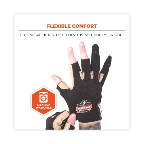 Ergodyne ProFlex 9001 Full-Finger Impact Gloves - XXL Size - Black