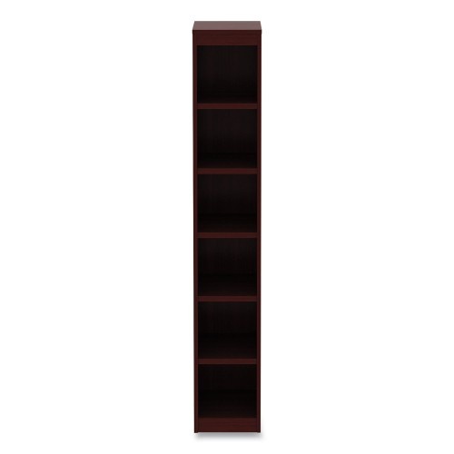 Alera Valencia Series Narrow Profile Bookcase, Six-Shelf, 11.81W X 11.81D X 71.73H, Mahogany