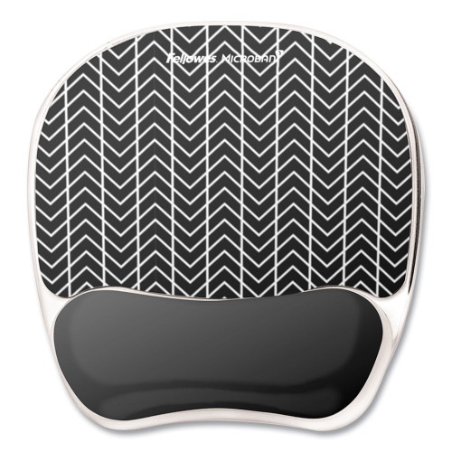 Fellowes Photo Gel Mouse Pad With Wrist Rest With Microban Protection, 7.87 X 9.25, Chevron Design