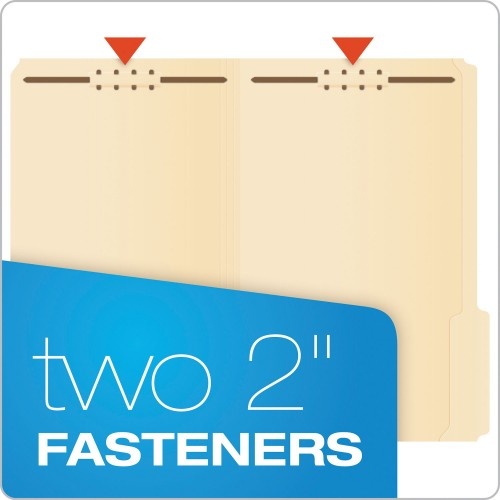 Pendaflex Manila Folders With Two Fasteners, 1/3-Cut Tabs, Legal Size, 50/Box