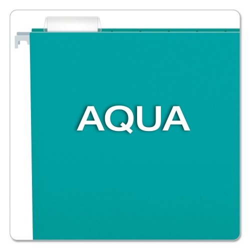 Pendaflex Colored Hanging Folders, Letter Size, 1/5-Cut Tab, Aqua, 25/Box