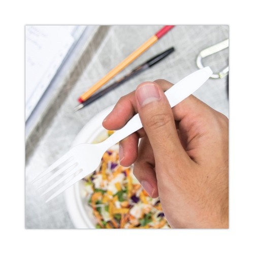 Solo Impress Heavyweight Full-Length Polystyrene Cutlery, Fork, White, 1,000/Carton