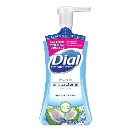 Dial Antibacterial Foaming Hand Wash, Coconut Waters, 7.5 Oz Pump Bottle, 8/Carton