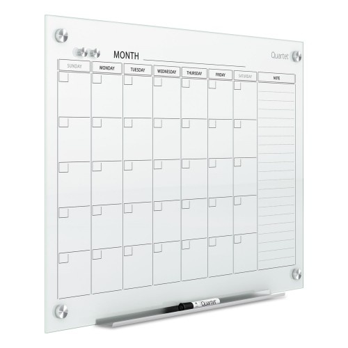 Quartet Infinity Magnetic Glass Calendar Board, One Month, 48 X 36, White Surface