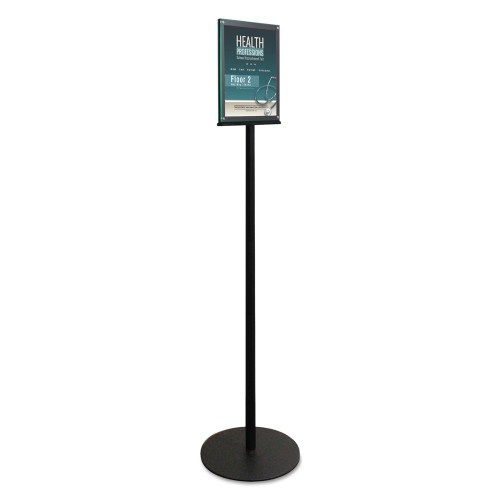 Deflecto Double-Sided Magnetic Sign Display, 8 1/2 X 11 Insert, 56" Tall, Clear/Black