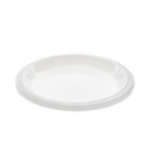 Pactiv Meadoware Impact Plastic Dinnerware, Plate, 10.25" Dia, White, 500/Carton