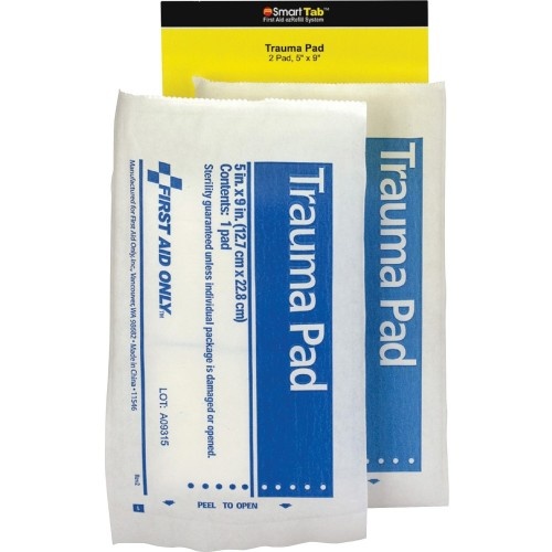 First Aid Only Smartcompliance Refill Trauma Pad, 5 X 9, White, 2/Bag