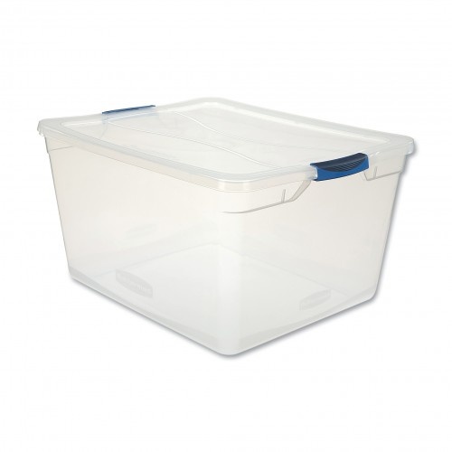 Rubbermaid Clever Store Basic Latch-Lid Container, 71 Qt, 18.63" X 23.5" X 12.25", Clear