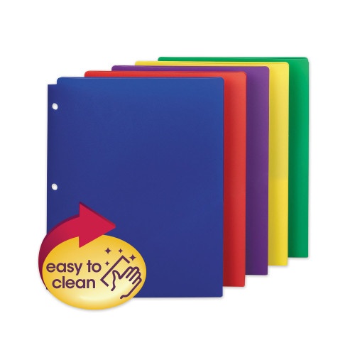 Smead Poly Snap-In Two-Pocket Folder, 50-Sheet Capacity, 11 X 8.5, Assorted, 10/Pack