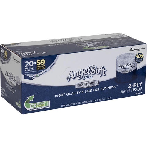 Georgia-Pacific Angel Soft Ps Ultra 2-Ply Premium Bathroom Tissue, Septic Safe, White, 400 Sheets/Roll, 20/Ct