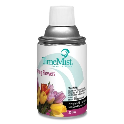 Timemist Premium Metered Air Freshener Refill, Spring Flowers, 5.3 Oz Aerosol, 12/Carton