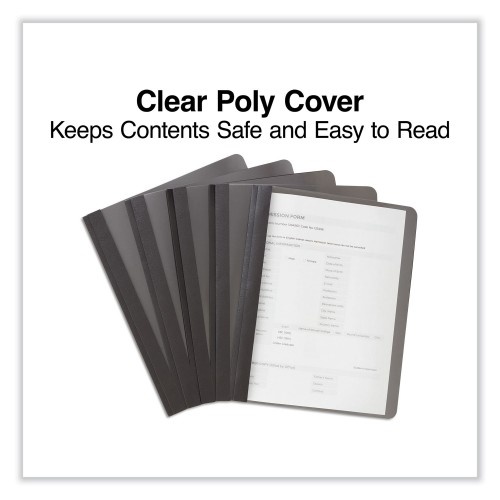 Universal Clear Front Report Cover With Fasteners, Three-Prong Fastener, 0.5" Capacity, 8.5 X 11, Clear/Black, 25/Box