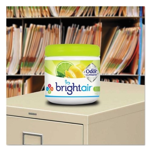 Bright Air Super Odor Eliminator, Zesty Lemon And Lime, 14 Oz Jar, 6/Carton